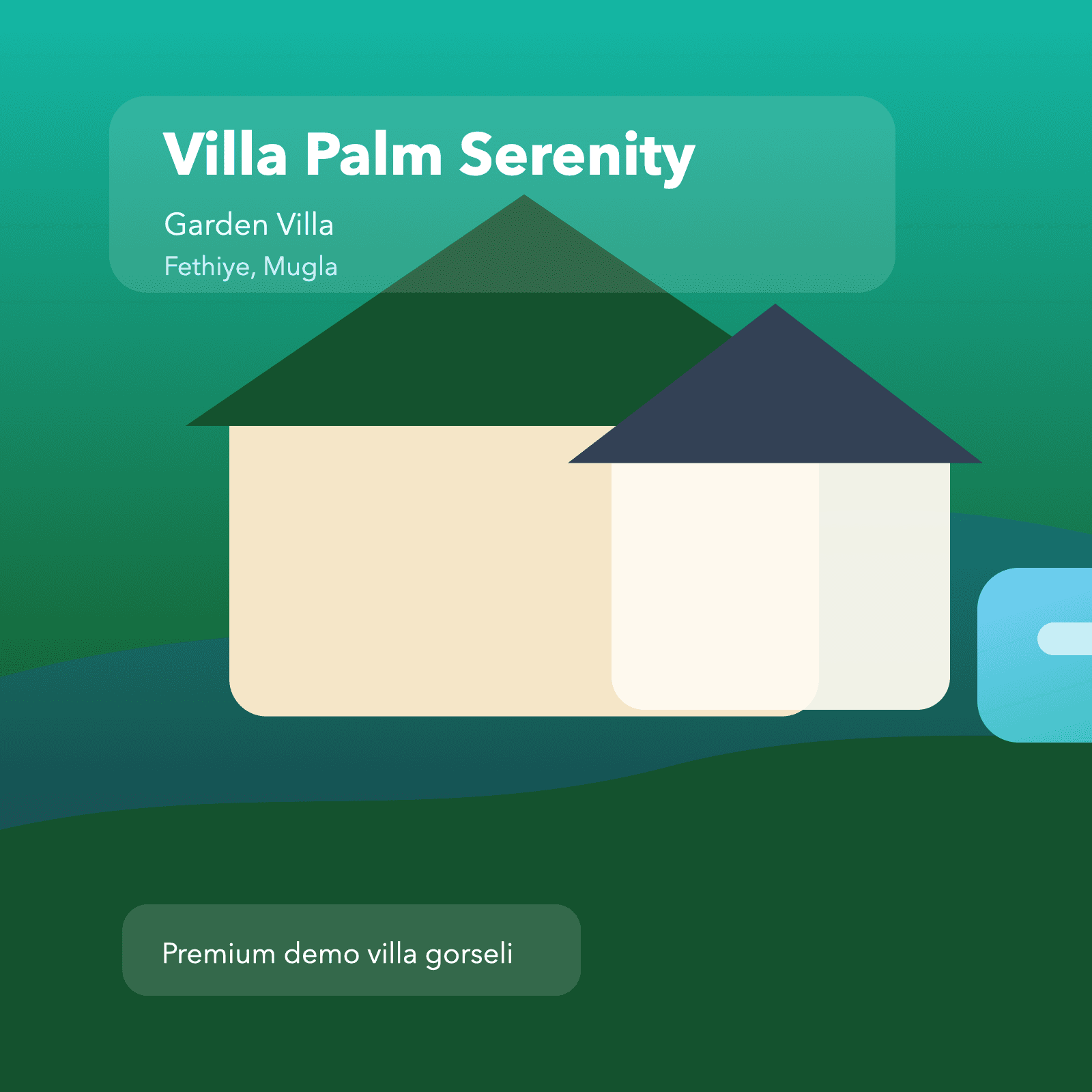 Fethiye Villa Palm Serenity genis bahce ve havuz alani