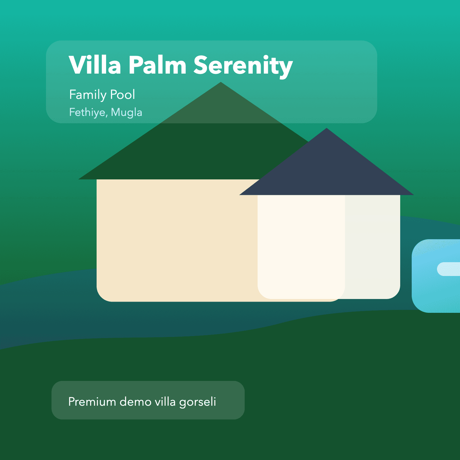 Fethiye Villa Palm Serenity genis bahce ve havuz alani galeri gorseli 2