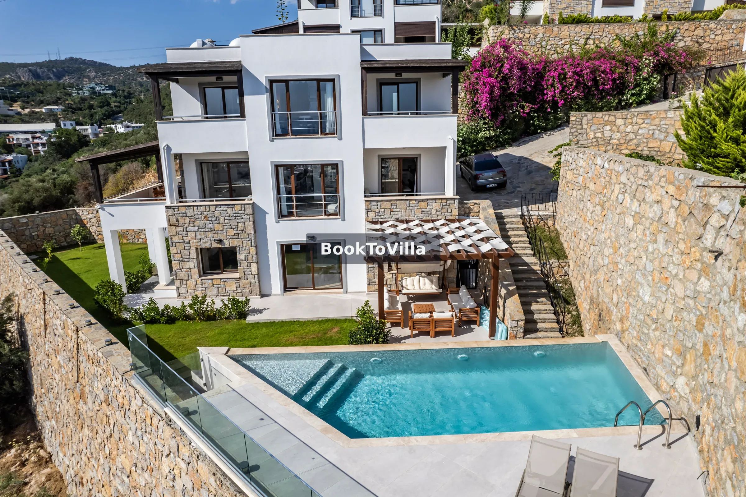 Bodrum Merkez Villa Castle panoramik deniz manzaralı özel havuzlu villa