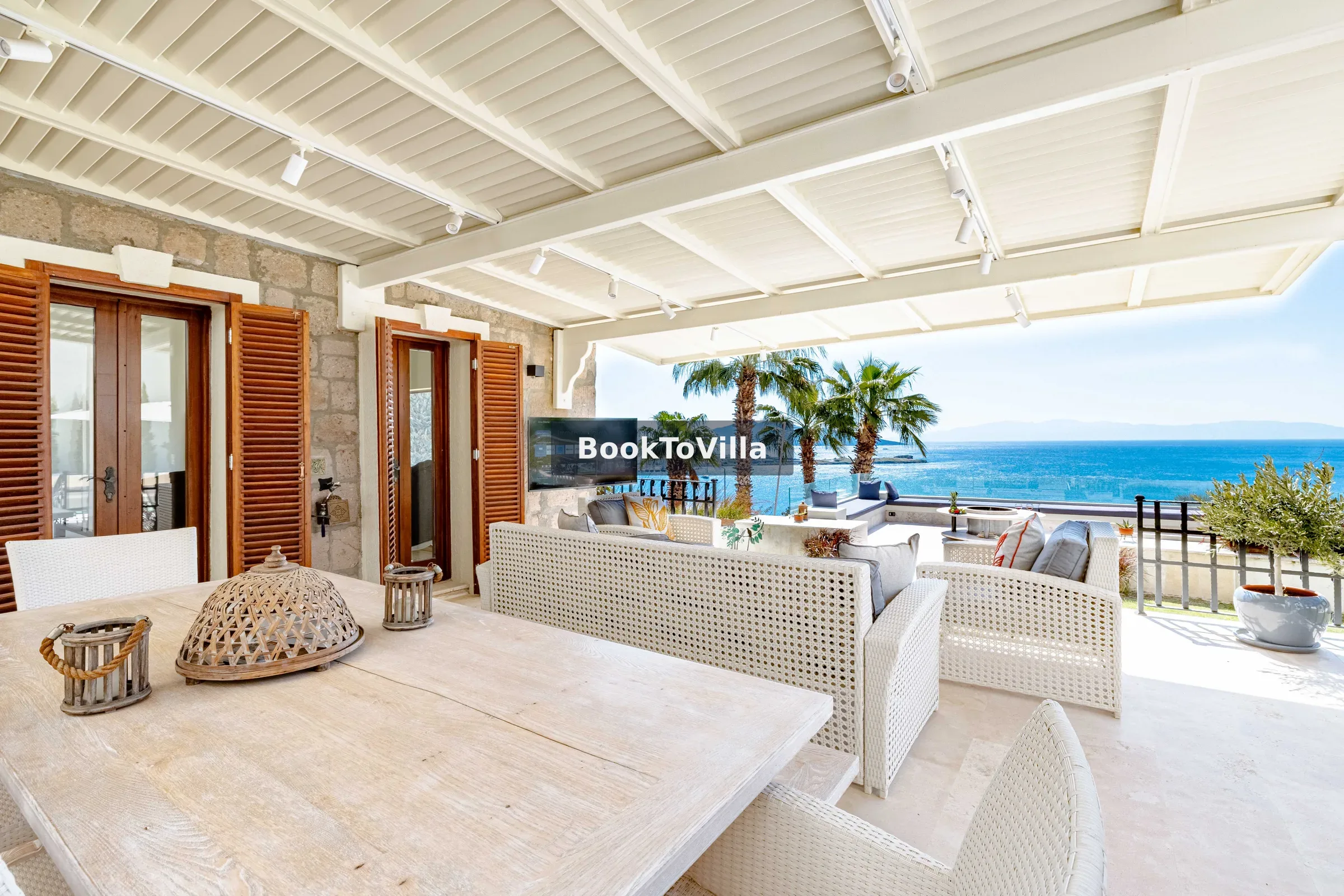 Bodrum Gümbet Villa Dorian özel havuzlu deniz manzaralı lüks villa görünümü