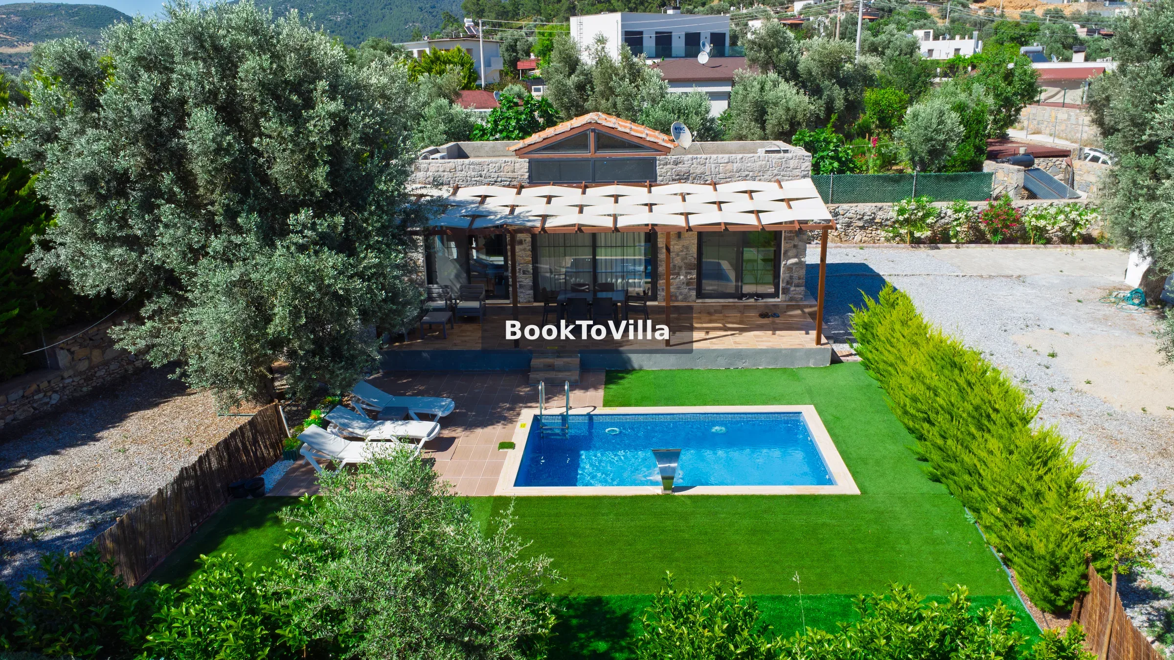 Bodrum Çiftlik Villa Olive modern özel havuzlu villa görünümü