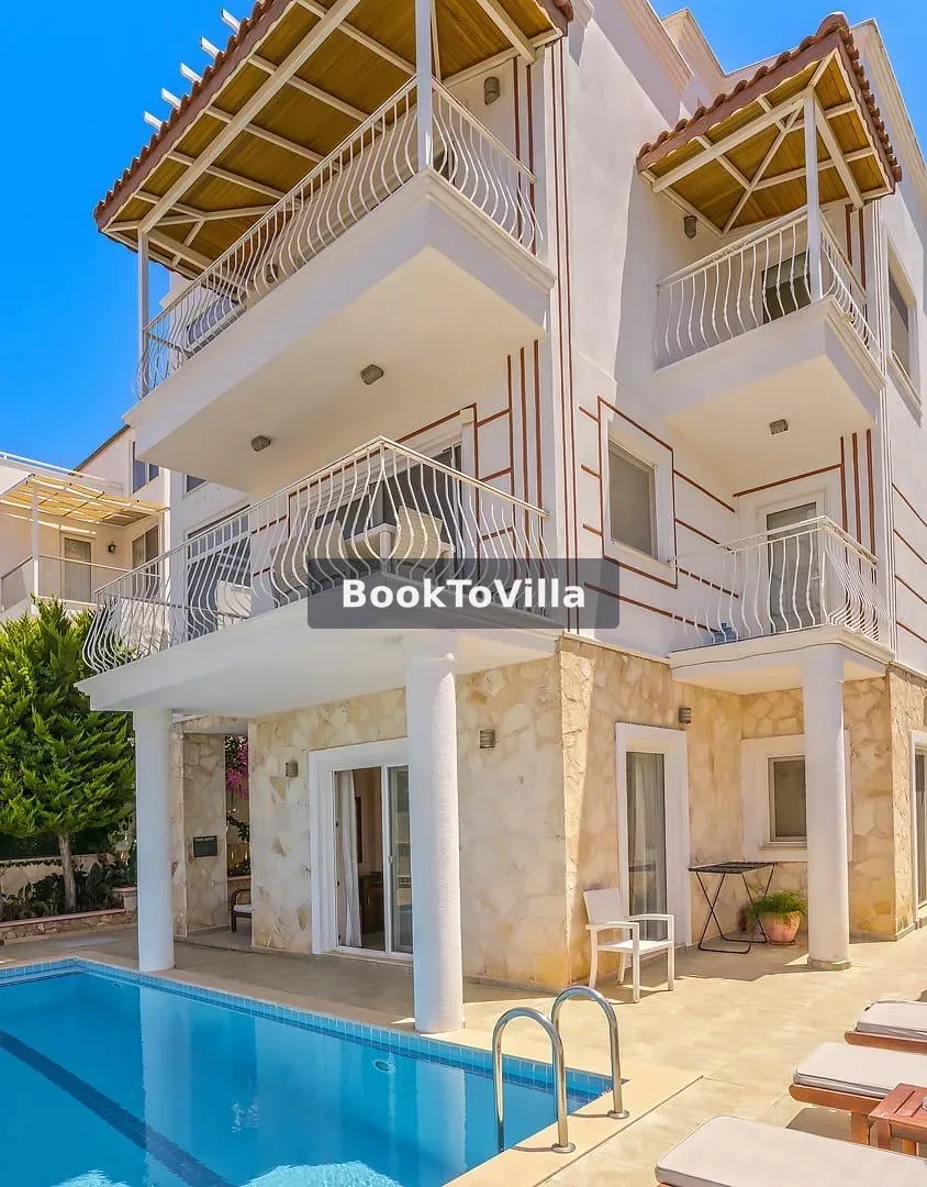 Kalkan Kışla Villa White Star deniz manzaralı özel havuzlu lüks villa
